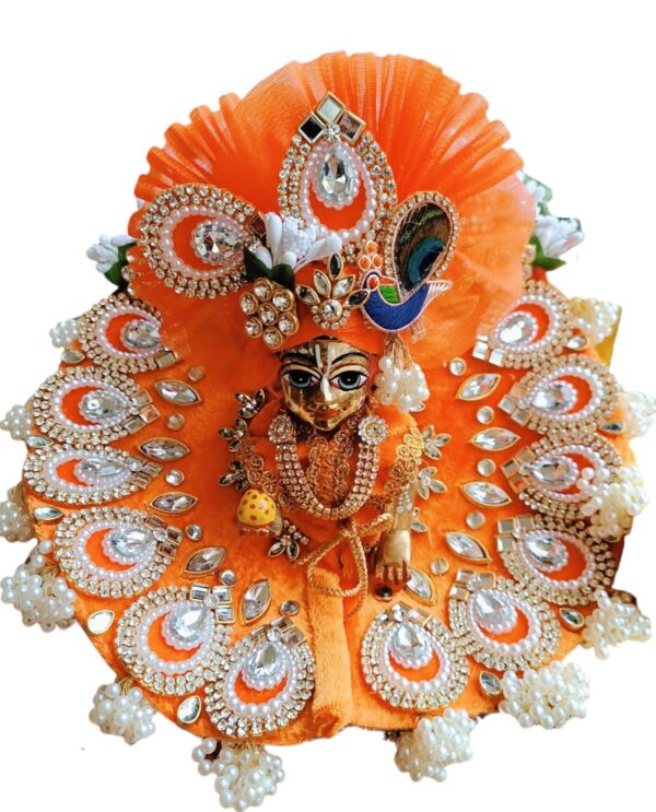 Radiant Orange Janmashtami Laddu Gopal Poshak – Zircon & Booti Work Edition