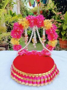 Singhasan for Laddu Gopal – Janmashtami Special Bal Gopal Kanha ji Singhasan (Red & Pink)