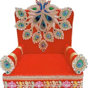 Aasan – Wooden Laddu Gopal Singhasan (Red) for Janmashtami
