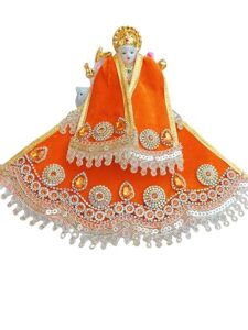 Premanjali Durga Ji Vastra – Orange Velvet Navratri Special