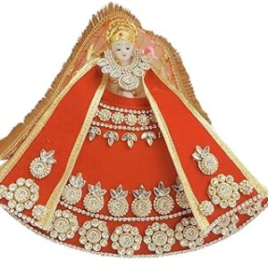 Premanjali Durga Ji Vastra – Elegant Redish Orange Velvet for Navratri