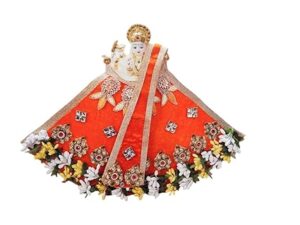 Premanjali Durga Ji Vastra – Elegant Orange Velvet with Floral Design