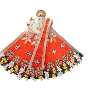 Premanjali Durga Ji Vastra – Elegant Orange Velvet with Floral Design