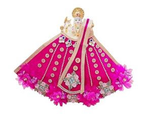Premanjali Durga Ji Vastra – Pink Velvet with Gold Booty Latkan