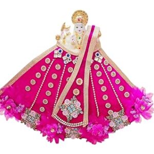Premanjali Durga Ji Vastra – Pink Velvet with Gold Booty Latkan