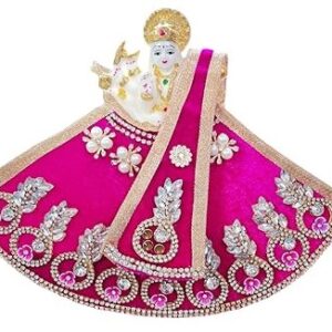 Premanjali Durga Ji Vastra – Delicate Pink Velvet with Floral & Booty Work