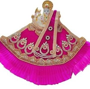 Premanjali Durga Ji Vastra – Delicate Pink Net with Booty & Frill Work