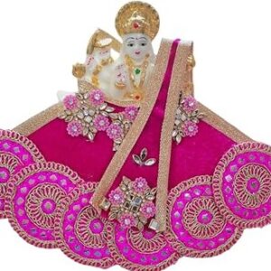 Premanjali Durga Ji Vastra – Pink Net with Booty & Rajasthani Special Work