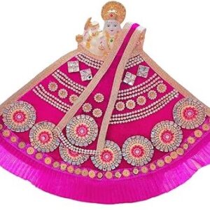Premanjali Durga Ji Vastra – Elegant Pink Net with Booty & Diamond Studded Work
