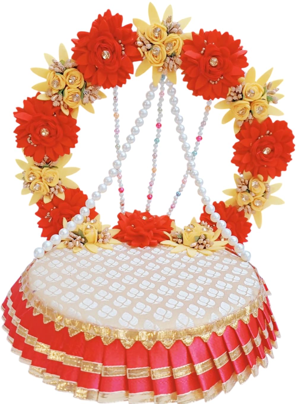 Singhasan for Laddu Gopal (Red & White)