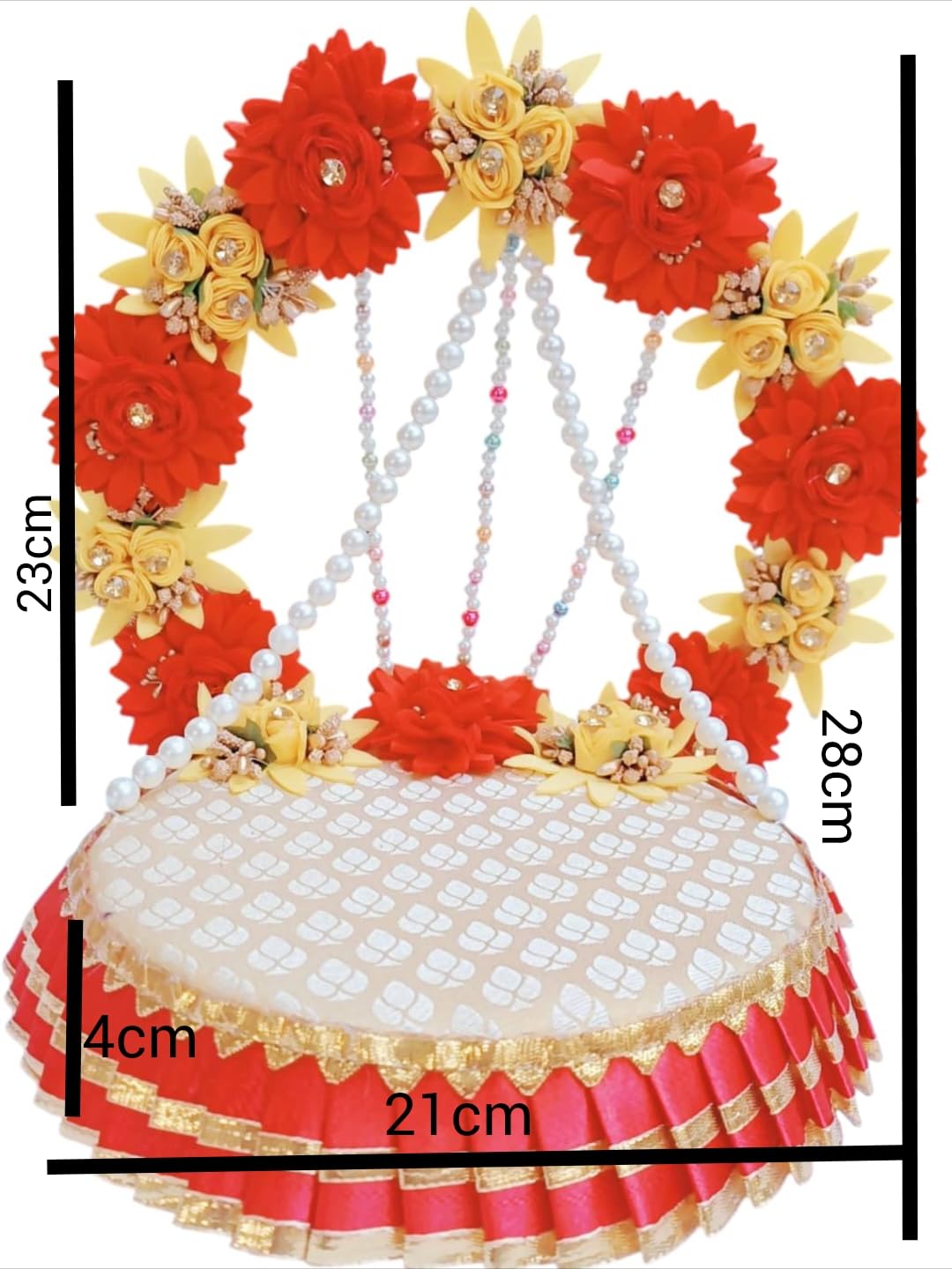 Singhasan for Laddu Gopal (Red & White) - Image 2