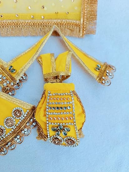 Yellow Laxmi Ganesh/Radha Krishna Dress - Image 3