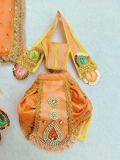 Orange Laxmi Ganesh/Radha Krishna Dress - Image 2