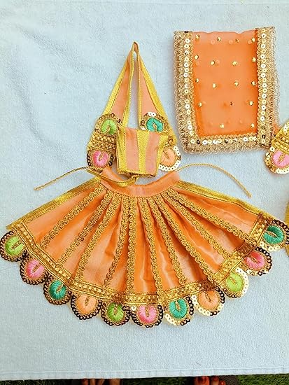 Orange Laxmi Ganesh/Radha Krishna Dress - Image 3