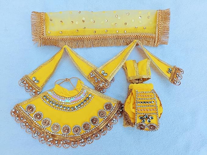 Yellow Laxmi Ganesh/Radha Krishna Dress - Image 4