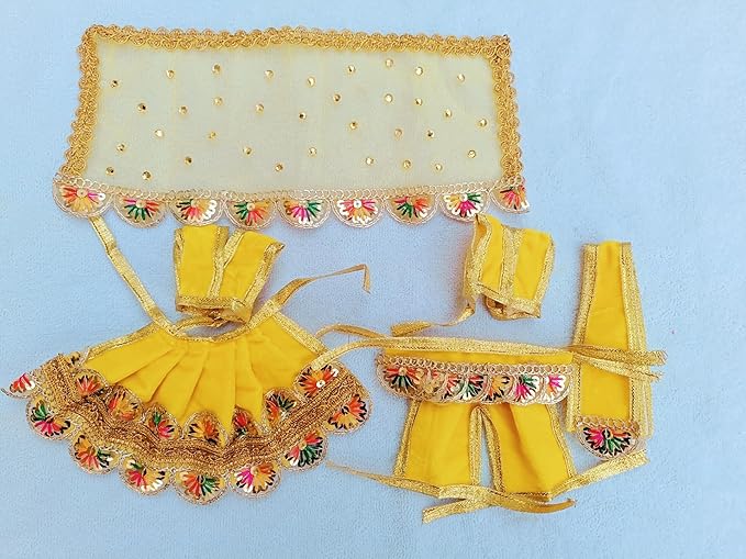 Yellow Laxmi Ganesh/Radha Krishna Dress - Image 4