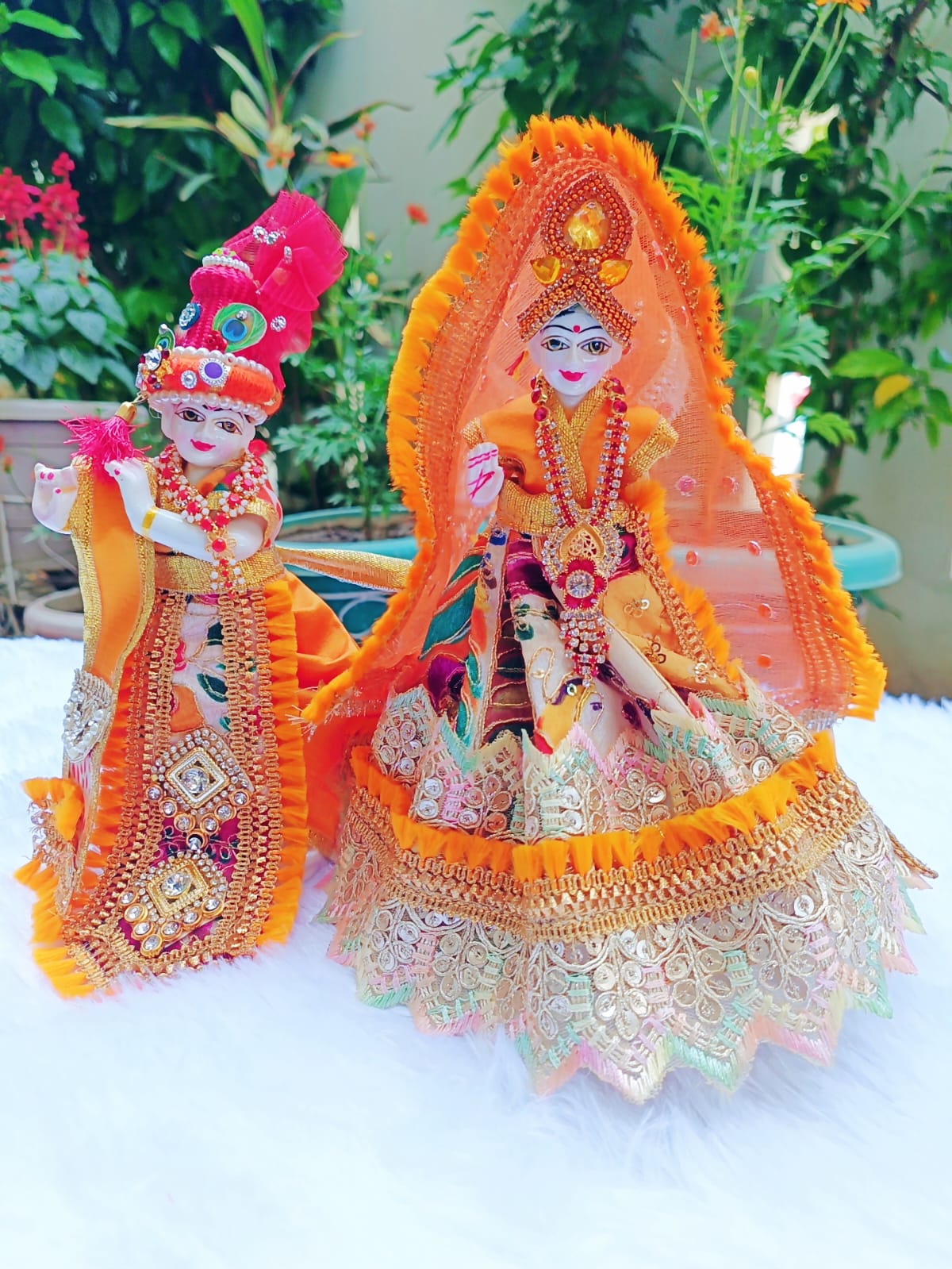 Orange Radha Krishna Dress