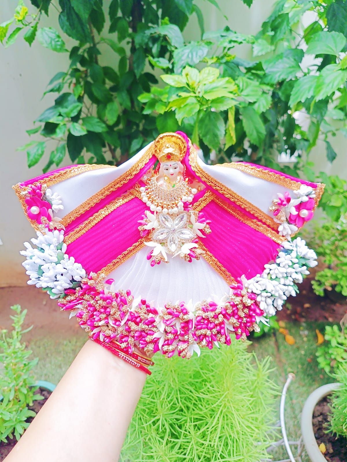 White & Pink Mata Rani Dress