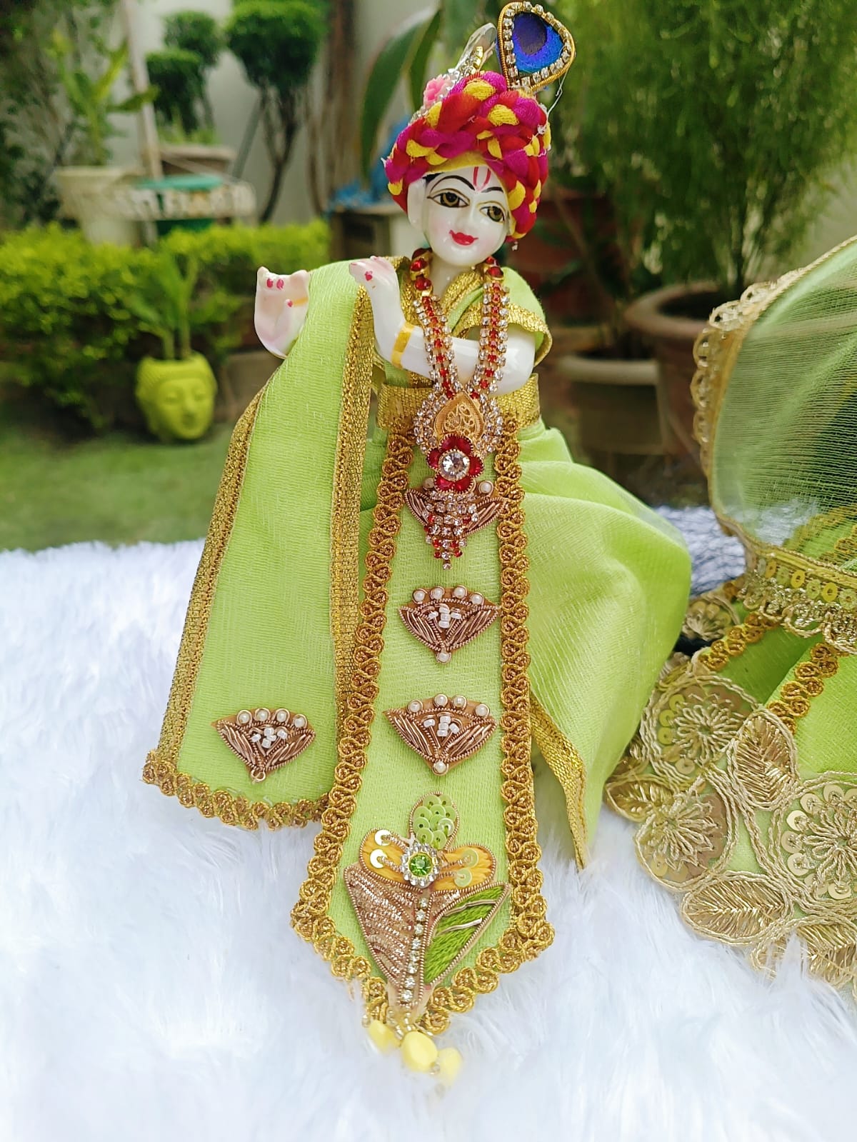 Green Radha Krishna Dress - Image 2