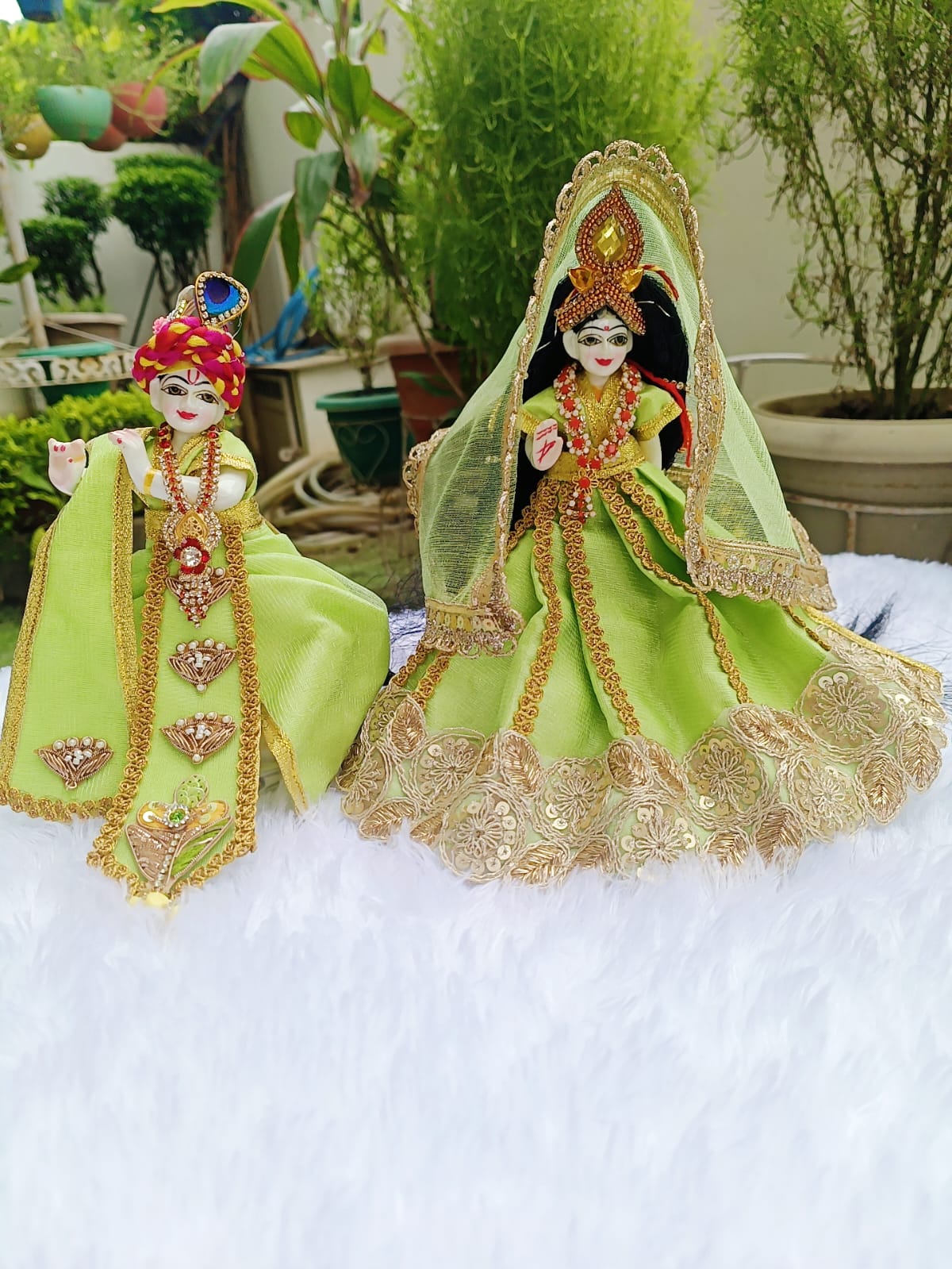 Green Radha Krishna Dress