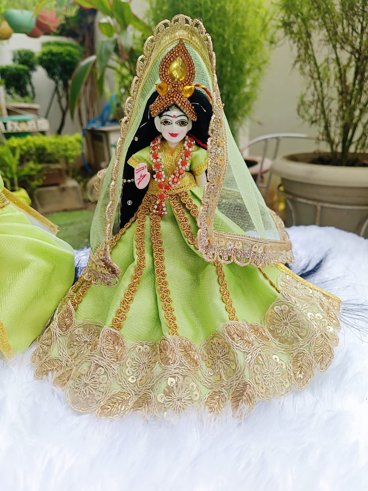Green Radha Krishna Dress - Image 3
