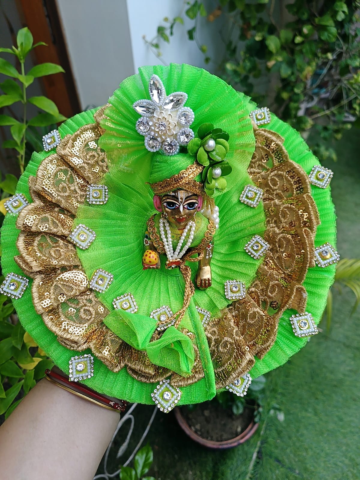 Green Laddu Gopal Dress - Image 3