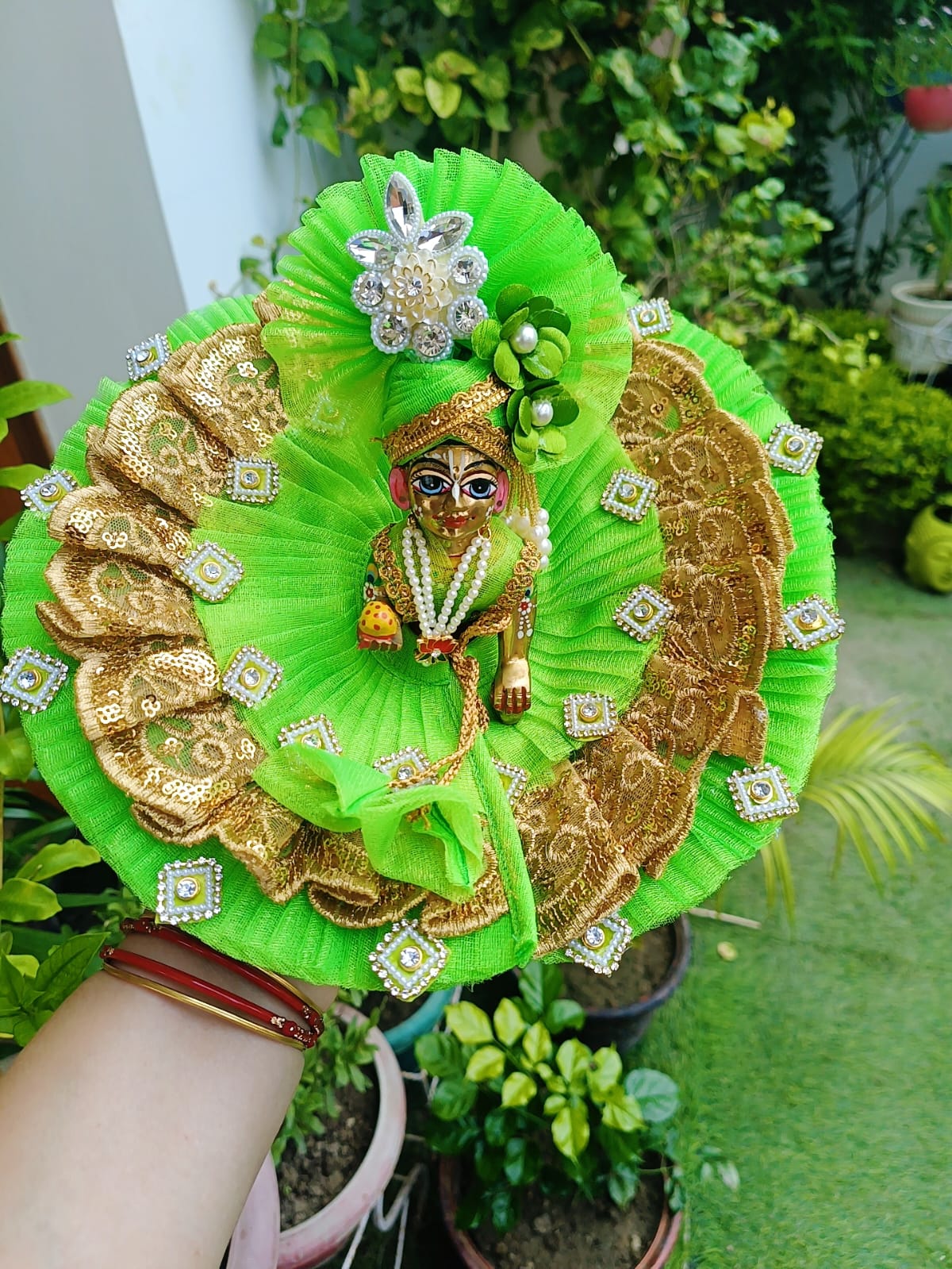 Green Laddu Gopal Dress
